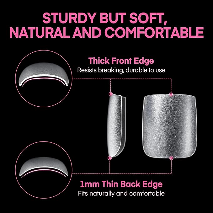 UNA GELLA Square Toe Nail Tips Big Long 312Pcs 15Sizes, Full Cover Soft Gel Toes Nail Tip Pre-etched Fake Acrylic Toe Nail Press Ons For Big Toes Nail Extensions Pedicure Home DIY Nails Salon Soak Off