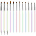 Artdone 12 PCS Nail Art Brushes Set Nail Art Liner Brush and Nail Dotting Pen Gel Polish Painting Tools For Nail Art Design Include Extension Gel Nail Brush And Arylic Nails