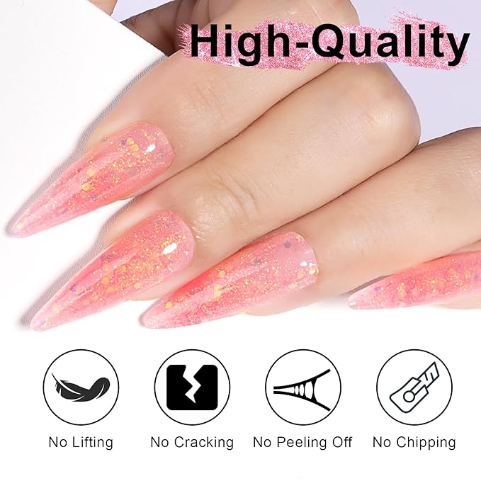 NXJ INFILILA Glitter Poly Nail Gel, Hot Pink Colors Poly Extension Gel Nail Enhancement, Thickening Glossy Builder Home DIY Salon Use for Girls UV/LED Nail Lamp Required P11