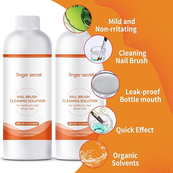 Nail Polish Remover Kit Nail Glue Remover & Nail Brush Cleaner Professional Nail Remover Quickly Clean Nail Brushes with Glass Cup Nail Cleaning pads for Nails