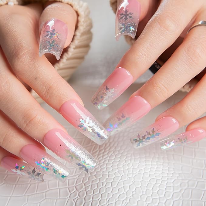 LOVFUL Short Press on Nails Aurora | Handmade Acrylic Press ons| Reusable Fake False Nails | Square Classic Regular 1.3in | H688-L