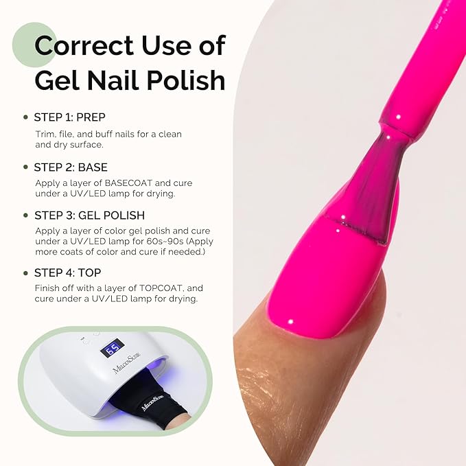 MelodySusie Hema Free Gel Nail Polish, 0.5 Fl Oz Thick Hot Pink Gel Polish, Non Toxic, Long Lasting, Soak Off UV Nail Polish, Manicure Nail Design Salon DIY Nail Art at Home 027