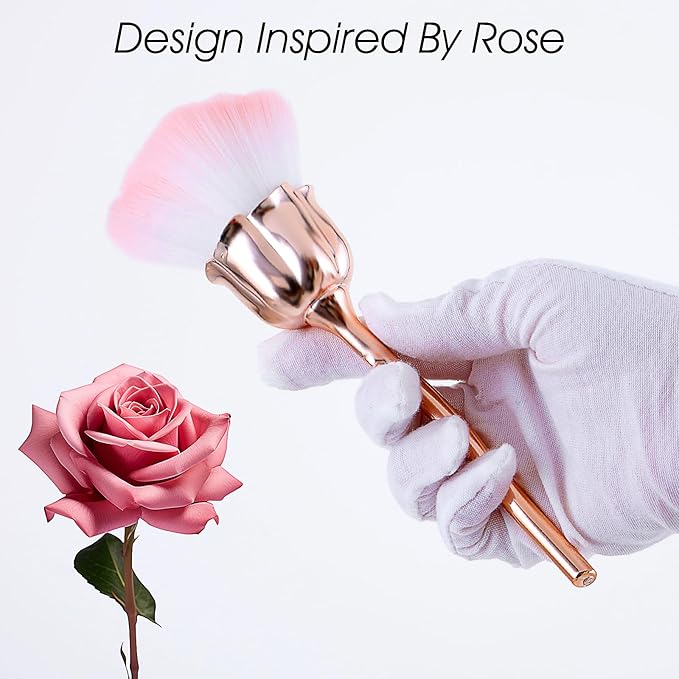 1 PCS Nail Duster Brush Pink Soft Rose Makeup Brushes Acrylic Nail Arts Manicure Dust Cleaner Brush Nails Art Dust Blush Brushes for Nails Trimming Cleaning Salon and Household Use