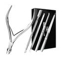 Cuticle Trimmer with Cuticle Pusher and Cutter Cuticle Nippers & Cutter Set, Professional Stainless Steel Cuticle Cutter Manicure Tools For Precise Nail Care Fingernails & cuticle scissors 5 Piece Set