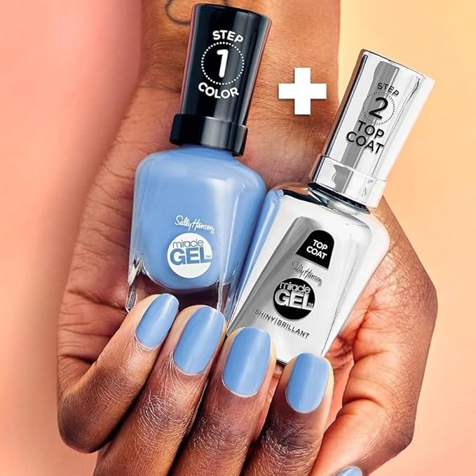 Sally Hansen Miracle Gel Beetlejuice Salon Quality Nail Polish | Gel-Like Formula, Two-Step System, No UV Light Needed, Long Lasting | Opaque, Glossy | 933 Weirder & Weirder | Violet Blue Nail Polish