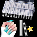 LIONVISON 3XL Clear NO C Curve Nail Tips for Acrylic Nails Professional, 240PCS Extra Long Tapered Square Nail Tips, 12 Sizes Straight Press On Gel Tips for Nail Salons Home DIY