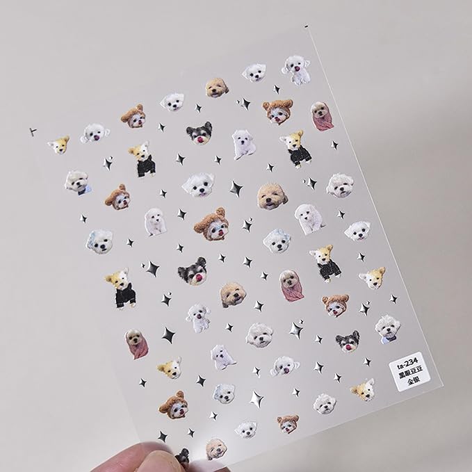 3Pcs Cute Dog Nail Stickers, Dog Nail Decals, Cute Nail Art Stickers, Animal Nail Stickers, Manicure Stickers, DIY Nail Stickers, Nail Supplies