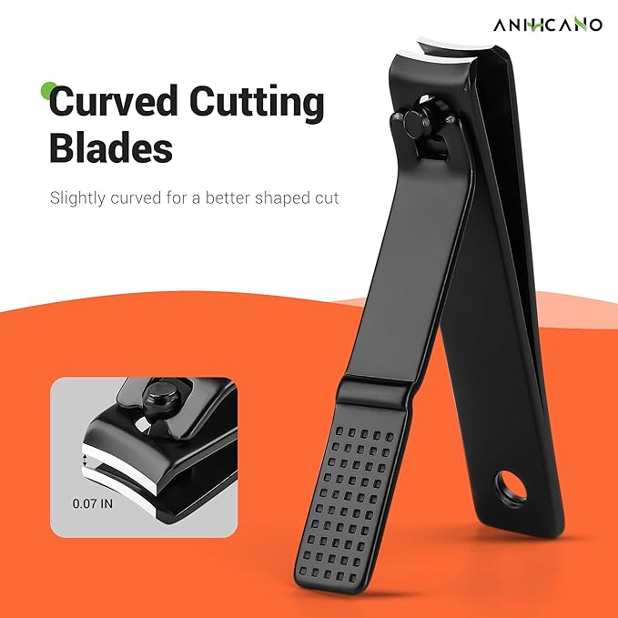 Nail Clippers with Glass Nail File, Ultra Sharp Nail Clipper Set, Professional Fingernail & Toenail Clippers Nail Cutter for Men and Women (Black)