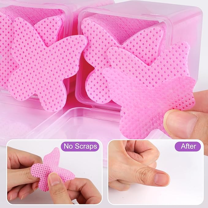 400pcs Nail Cotton Pads, 1 Pull-Off Pump-Style Bottle Suitable for Nail Care Wipes, Nail Cleaning Pads, Mascara Extension Glue Cleaning Wipes, and Nail Care Product Sets (White and Pink(400 Pcs))