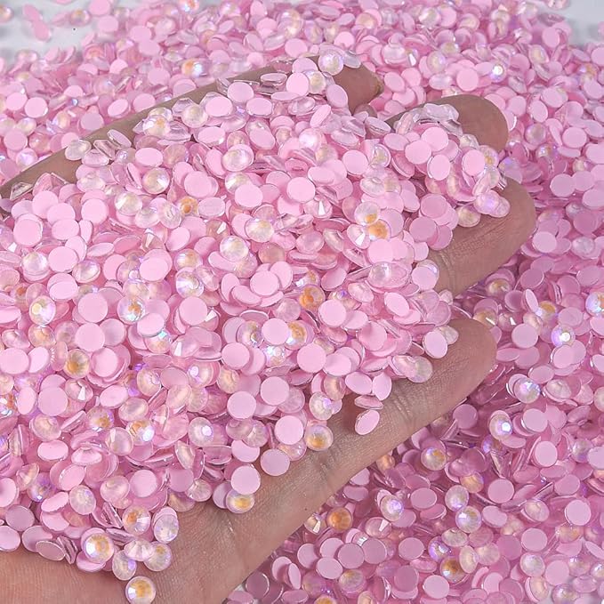 Blinginbox Flatback Rhinestones Round Gems, 288pcs Luminous Series Glass Stone Neon Gems Non Hotfix Crystal Rhinestones for Nail Charms Crafts Clothes Tumblers,Lt. Pink AB Luminous,SS30.
