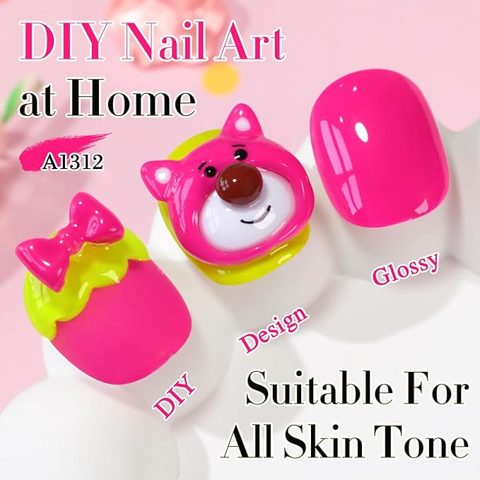 Double Rhythm 0.50 OZ Gel Polish Same Color Same Bottle Golden Round Hema Free Neutral Natural Milky 15 ML Jelly UV Polish Art DIY at Home (Hot Pink-C1312)