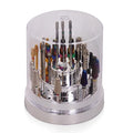 PANA Round Cake Tier Nail Drill Bit Holder Display Organizer Case - Dustproof Carbide Bit Storage Container Box For Manicure Tools Nail Salon - 48 Holes Silver (Drill Bits Not Included)