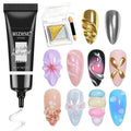MIZHSE 3D Nail Gel and Chrome Nail Powder Kit, 15g Sculpting Gel Glue for Molding, Drawing, Charms & Gems, Chrome Powder, Rhinestone Design No Wipe Nail Polish for DIY Nail Art