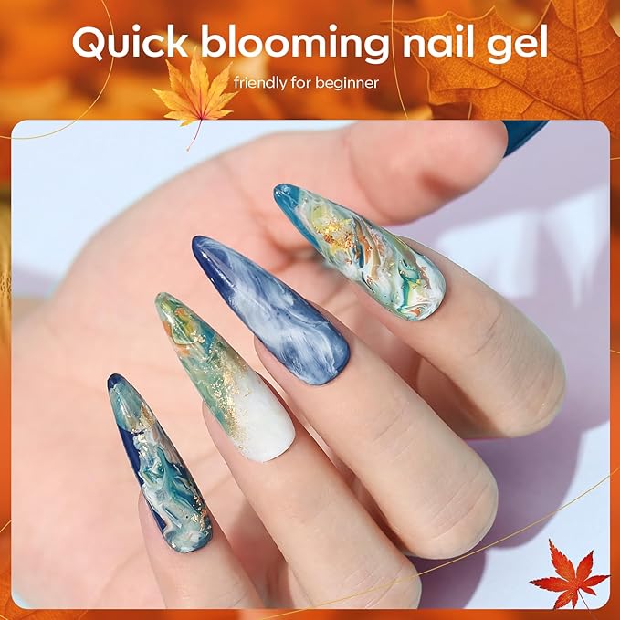 modelones Blooming Gel Nail Polish, 15 ml Clear Nail Art Accessories Stuff for Spreading Effects, Floral Print, Marble, Watercolor Design (Pack of 2)