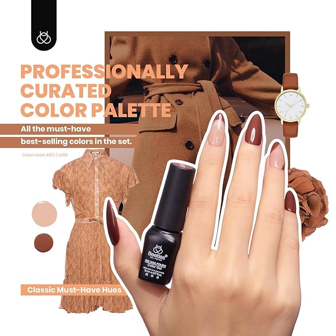 beetles 44pcs Gel Nail Polish Set - 36 Colors Colorful Muse Gel Polish Kit Pink Nude Red Yellow Green Black White Glitter Nail Kit Base Top Coat UV LED Needed Salon DIY Home Valentines Gift for Women