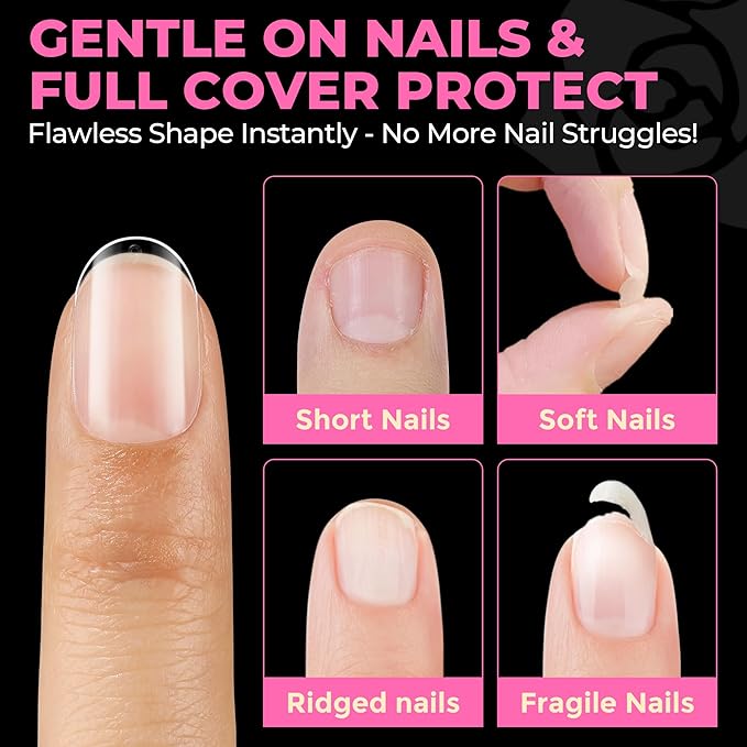 UNA GELLA Oval Nail Tips Exra Short 504PCS Pre-shape Gel Oval Almond Nail Tips for Women DIY Salon Round Almond Press On Nails Full Cover Clear Fake Acrylic Tips 12 Sizes