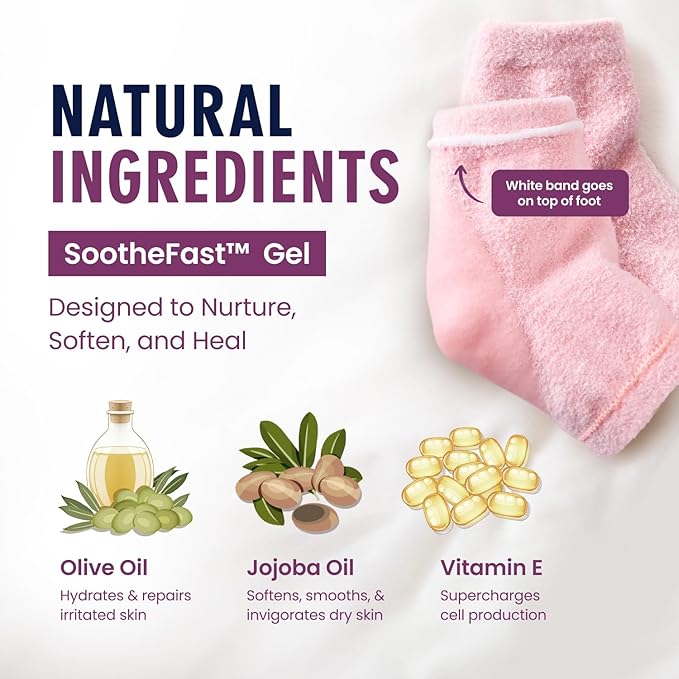 Dr. Frederick's Original Moisturizing Fuzzy Heel Socks for Dry Cracked Heels Treatment - Infused with Olive Oil, Jojoba Oil and Vitamin E - 2 Pairs - Stocking Stuffers for Adults - Relaxing Rose