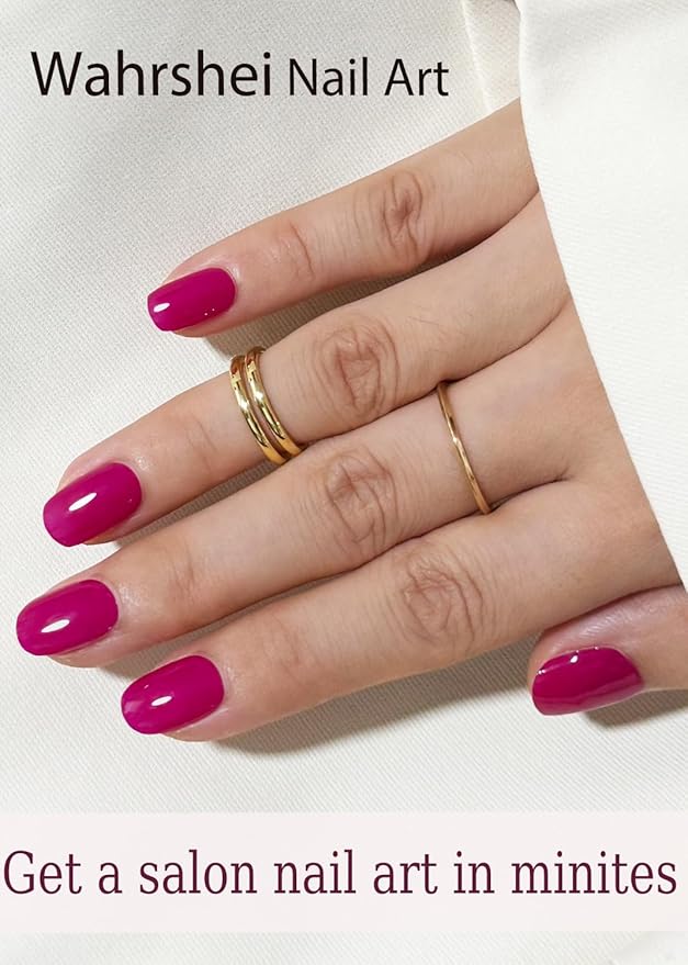 Semi Cured Gel Nail Strips, 20pcs Purple Cherry Gel Nail Stickers for Home Nails DIY
