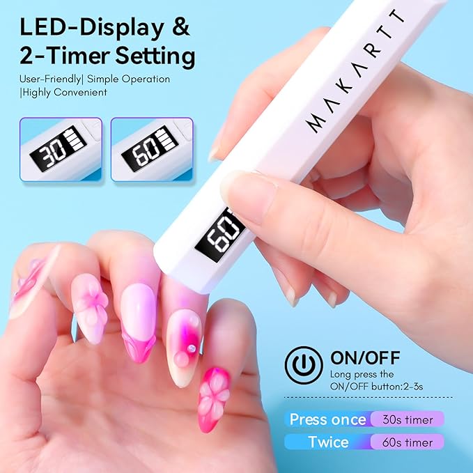 Makartt Nail Rhinestone Glue for Nails Bundle with Makartt UV Light for Gel Nails: Handheld Mini UV LED Nail Lamp Portable Lumière Nail Dryer for Curing Gel Polish Nail Glue Rechargeable USB