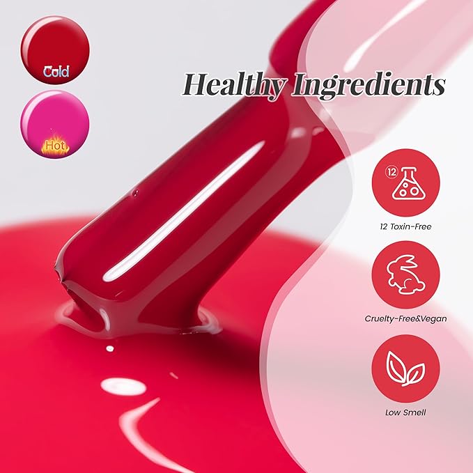 YTD Likomey Color Changing Gel Nail Polish,15ml Hot Pink To Red Mood Temperature Change Colors Ombre Thermal Salon Home Fall Winter Manicure UV Nail Varnish,WB11