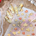 Maple Leaves Nail Stickers 3D Self Adhesive Gold Nail Art Stickers 5D Embossed Colorful Leaf Nail Decals Fall Autumn Nail Designs Cute Yellow Nail Art Supplies for Women Girls 1 Sheet