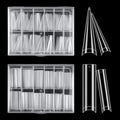 XL Long Clear Nail Tips: Half Cover 240PCS No C Curve Tapered Square Straight Nail Tips with 240PCS Stiletto Nail Tips for Salon Manicurist - Nail Extension Tips for Home DIY Manicure Hobbyists