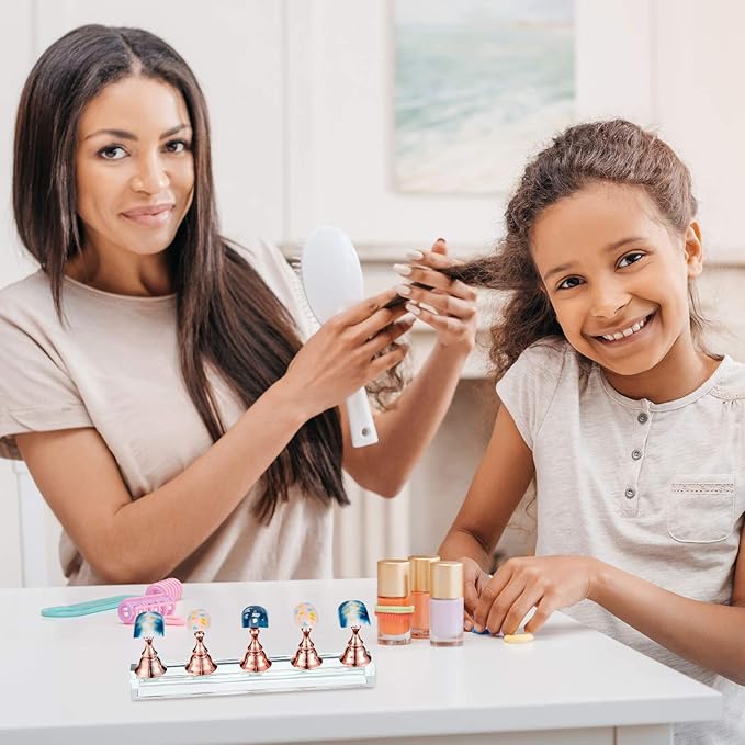 Blulu 2 Sets Nail Stand for Press on Acrylic Nails Display Practice Magnetic Fake Nail Holder for Painting Nails for False Fingernail Manicure Tool Home DIY Salon Supplies(Rose Gold)