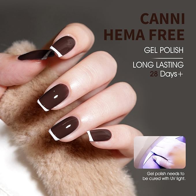 CANNI Dark Brown Gel Nail Polish, 1Pcs Deep Brown Gel Polish Color Nail Polish High Gloss Soak Off Nail Manicure Salon DIY at Home