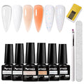 MTSSII Builder Nail Gel Kit: 6 Colors Thickening Builder Nail Gel Clear White Nude Glitter Nail Strengthener Soak Off UV Extension Gels with 100PCS Forms Brush Pen Manicure Tools Home Salon DIY