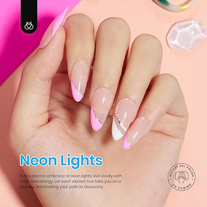 Beetles Valentines Gel Nail Polish Set, Bright Rainbow Collection 6 Colors Hot Pink Blue Yellow Green, Soak Off UV LED Neon Gel Nail Polish Kit Spring Nails - Gift for Women