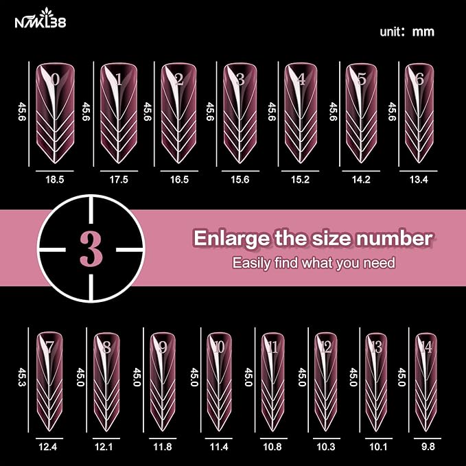 NMKL38 150PCS Dual Nail Forms 15 Sizes Extension Poly Nail Gel Full Cover Nail Molds With Scale