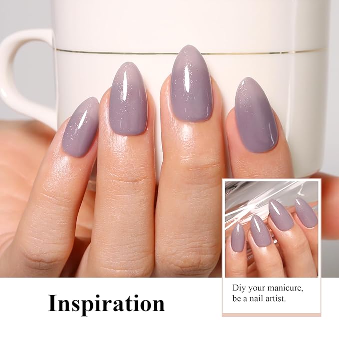 Imtiti Glitter Gel Nail Polish, 0.5 Fl Oz Grey Brown Glitter Gel Polish Soak Off LED U V Gold Shimmer Sparkle Nail Gel Polish DIY Nail Art Starter Manicure Salon Gel Nail Polish Kit