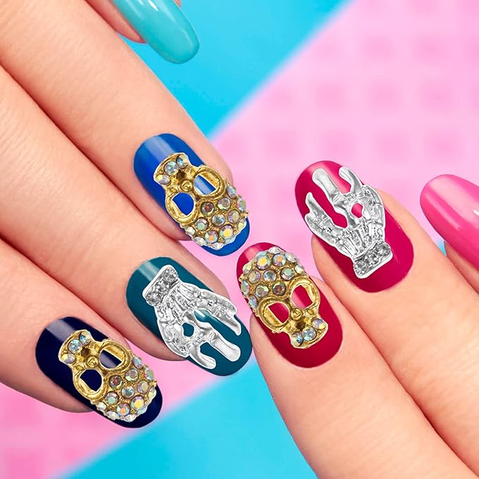 40pcs Nail Alloy Jewelry Manicure Stickers Nail Decor Nail Tip Nail Charm Skull Head Nail Paste Nail Art Jewelry Decor Jewelry with Diamond Nail Decals Cellphone Decor