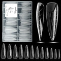 120 Pcs Poly Extension Gel Dual Nail Forms With Scale Builder Coffin Nail for Gel Manicure Art Design Salon DIY at Home (Long Water Drop Dual Forms Set)