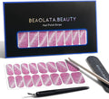 Nail Polish Strips, 32PCS Salon Quality Wraps, Long Lasting Gel Nail Stickers for Women Easy Apply& Remove (Happy Pink Rush)