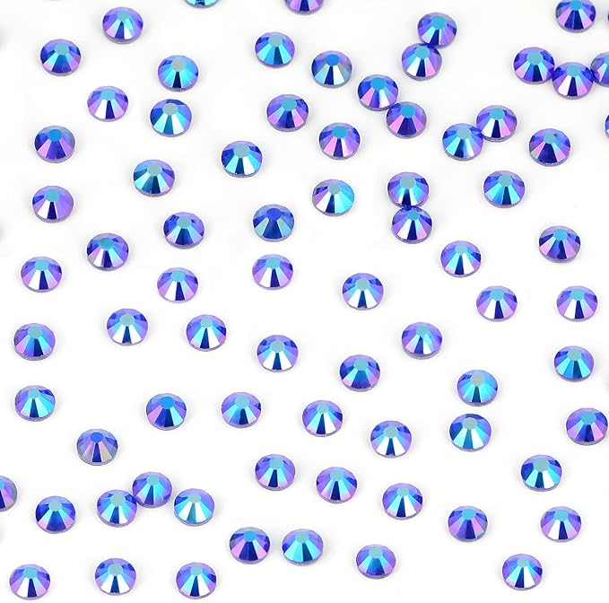 Bymitel Hotfix Crystal Rhinestones Round Gems Iron on DIY Jewelry Making Flat Back for Crafts,Sapphire AB, 3.8mm(SS16/2880pcs)