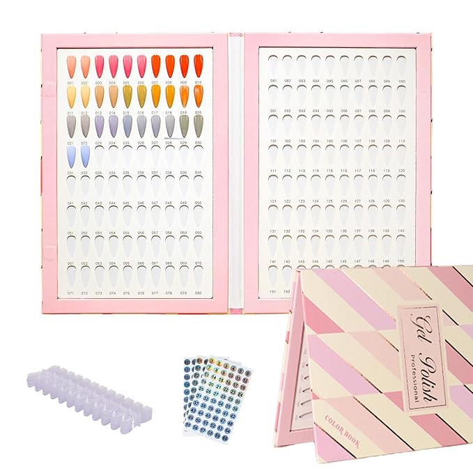 Acycoin2A 160 Nail Color Display Book Chart with 240 Nail Tips UV Gel Polish Color Card Board (B)