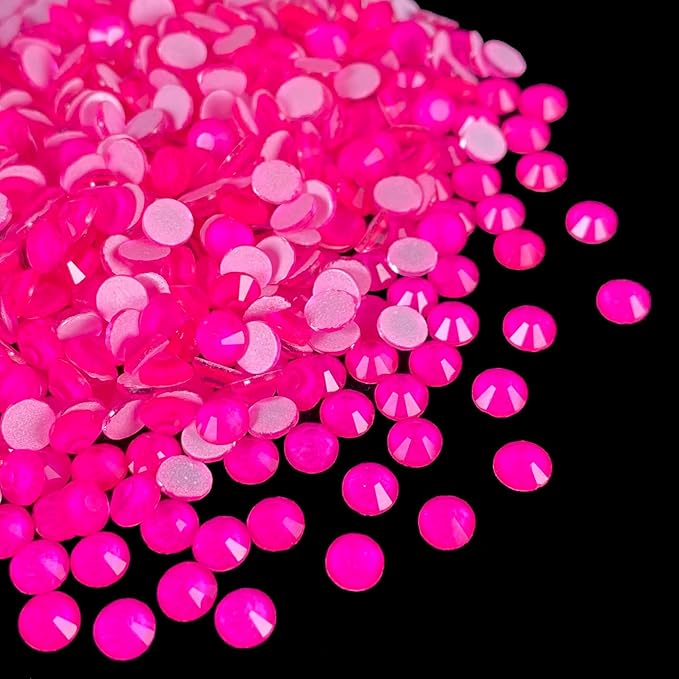 Flatback Glass Rhinestones,Bedazzler Gems 288pcs Non Hotfix Crystal Rhinestones for Nail Charms Crafts Clothes Tumblers,Hot Pink Neon,SS30