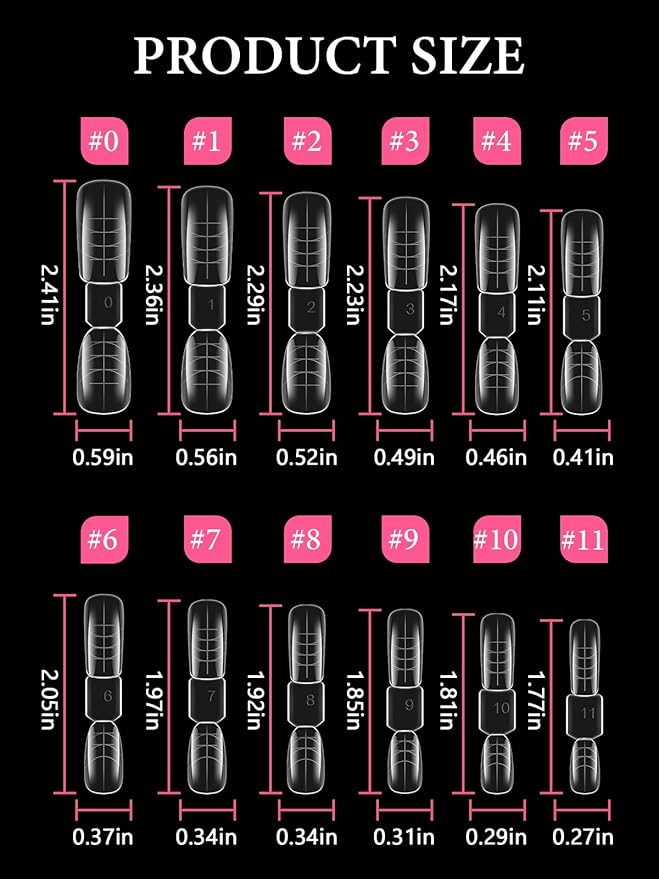 EBANKU 120pcs Dual Nail Forms for Poly Extension Gel, 2 In 1 Reusable Nail Molds, 12 Sizes, Almond & Square, Clear, Glossy Finish
