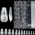 Short Coffin Gel Nail Tips, 600PCS Pre - Etched Clear Fake Nails, 12 Sizes Full Cover Soft Acrylic Press - On Nail Extensions, No C Curve, DIY Manicure at Home