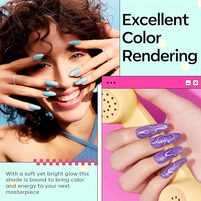 Modelones Poly Nail Gel Set, 6 Colors Forever Young Collection Turquoise Purple Blue Neon Yellow Hot Pink Poly Extension Builder Gel Nail Spring Hot Summer French Manicure DIY