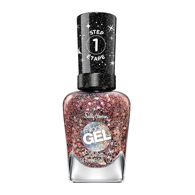 Sally Hansen Miracle Gel Salon Quality Nail Polish | Gel-Like Formula, Two-Step System, No UV Light Needed, Long Lasting | Semi-Opaque, Shimmer | 909 All is Bright | White with Pink Shimmer