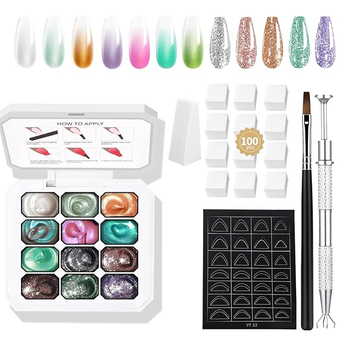Ombre Nail Polish Set With 12 colors Combination, Soft And Easy To Shoot, Effortlessly Creating Ombre Gel Beautiful Nail Art Effect Essential For Home Nail DIY (c2)