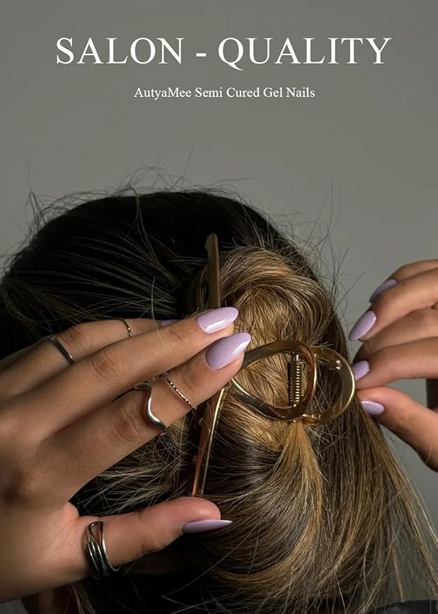 Semi Cured Gel Nail Strips (Light Lilac), Jelly Purple, 20 Pcs Gel Nail Wraps, Stickers, UV Light Required, Salon Quality, Long Lasting