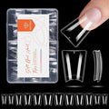 modelones Duck Nail Tips, Short Flare Pre-Shape Half Cover Soft Gel Tips Wide Style Acrylic Fake Nails False Clear Press on Extension Gel Kit Manicure DIY at Home 216PCS 12Sizes