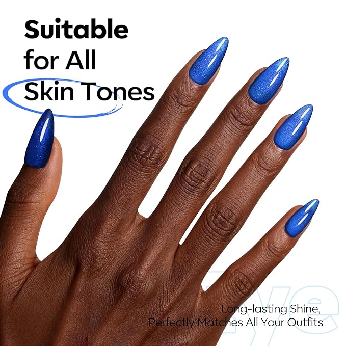modelones Cat Eye Gel Nail Polish, Glitter Blue Magnetic Nail Polish with Magnet Soak Off U V Winter Gel Polish Shimmer Nail Art Top Coat Manicure Salon DIY