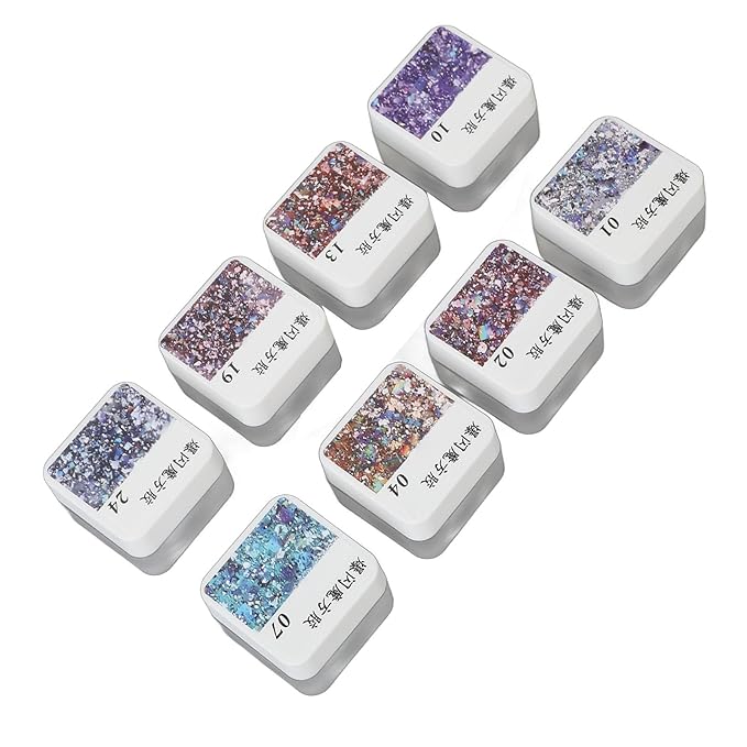Nail Polish Glue Set 8 Colors Glitter Sparkling Sequins Nail Art Gel Paint for Nail Salon