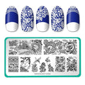 Maniology Porcelain Nail Stamping Plate | Chinese Ceramic–Inspired Floral Designs for Elegant DIY Manicures – Reusable, Rectangular Stainless Steel Nail Art Template