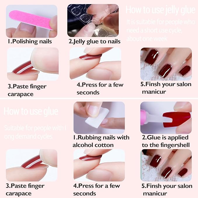 Christmas Nails Press On, Short Almond Press On Nails Red French Fake Nails With Bow Stripes Designs Acrylic Artificial Glue On False Nail Press Ons Stick On Nail for Women Girls