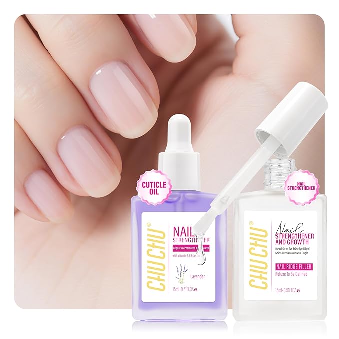 CHUCHU Cuticle Oil and Nail Repair: Clear Strengthener Nail Polish and Oils with Vitamin E Formula - Growth Treatment for Damage Weak Nails - Fast Absorb for Women Daily Care at Home